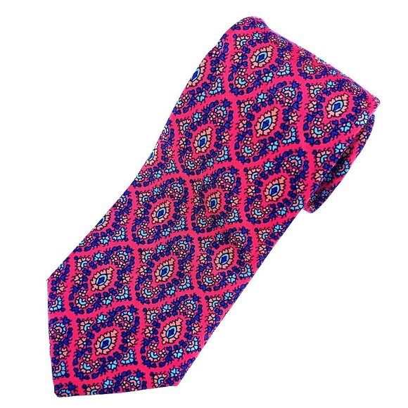 Lanvin Other - Lanvin Paris Tie 3 Inch Wide Deep Red Burgundy Abstract Silk Narrow